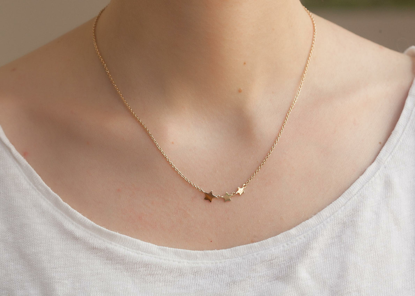 Collier 3 petites étoiles plaqué or