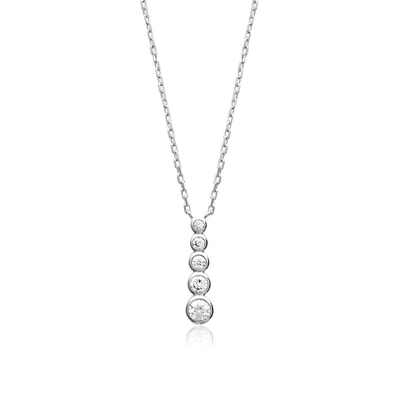 Collier en argent serti de 5 petits strass