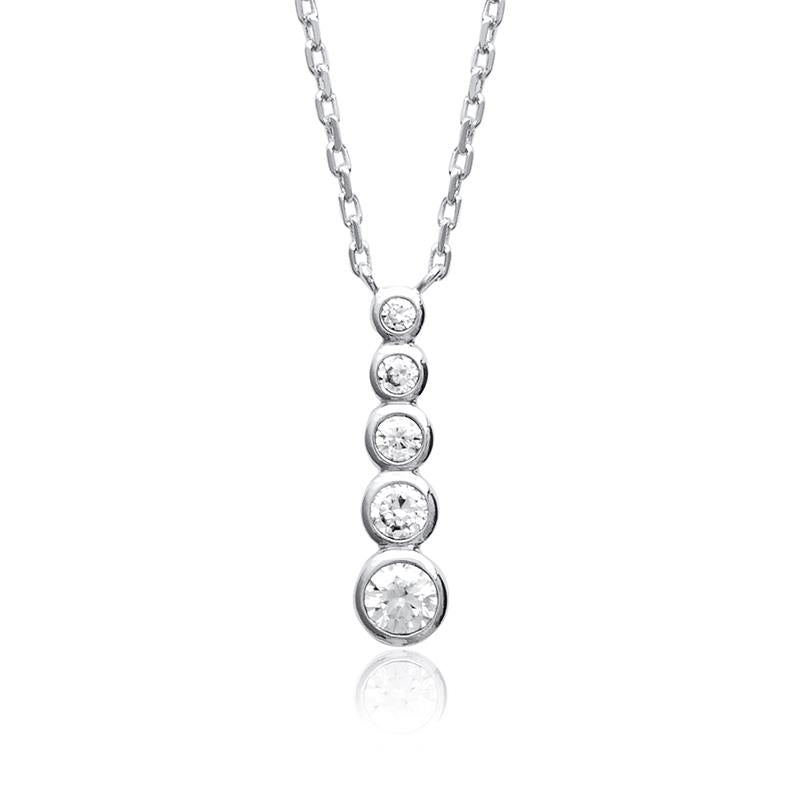Collier en argent serti de 5 petits strass