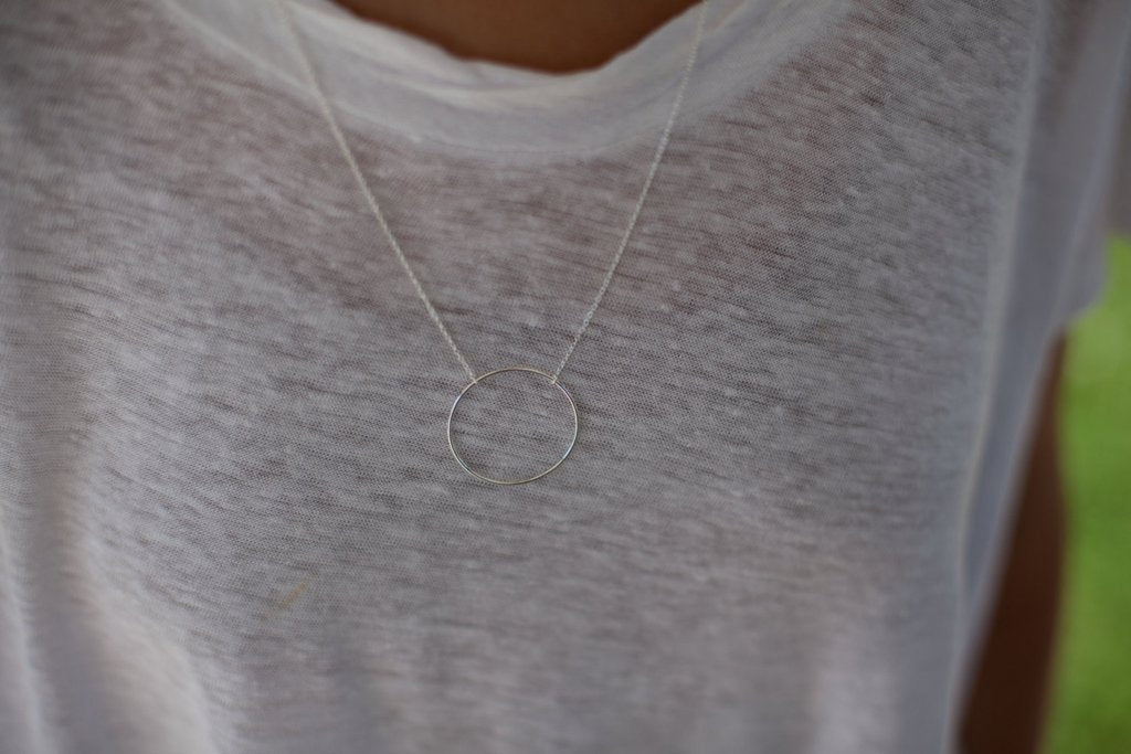 Collier 1 rond en argent massif