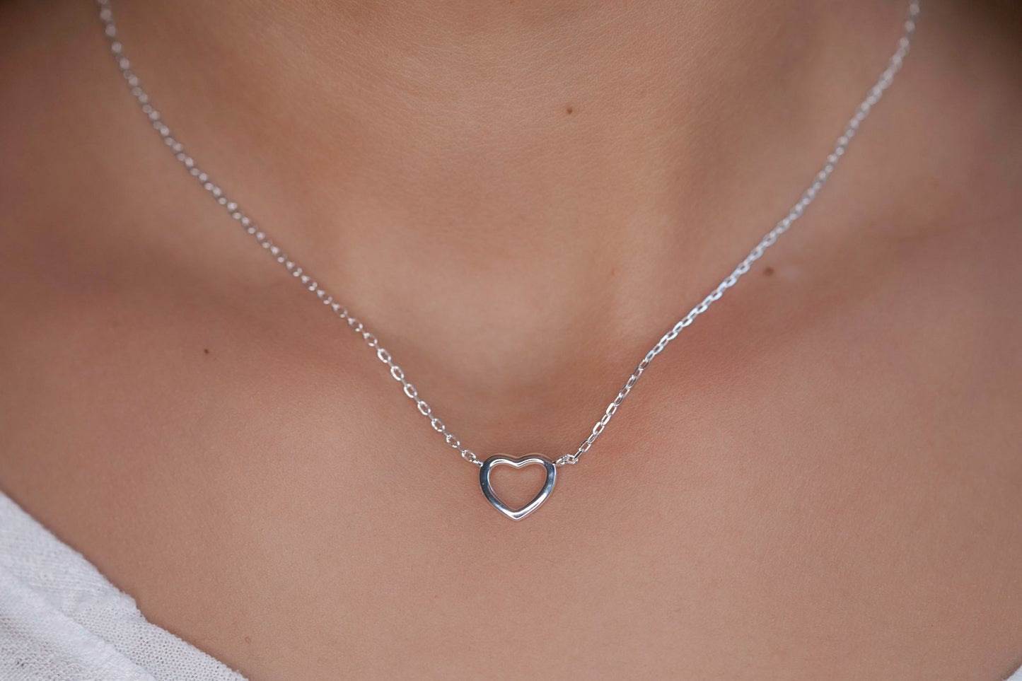 Collier coeur ajouré en argent véritable