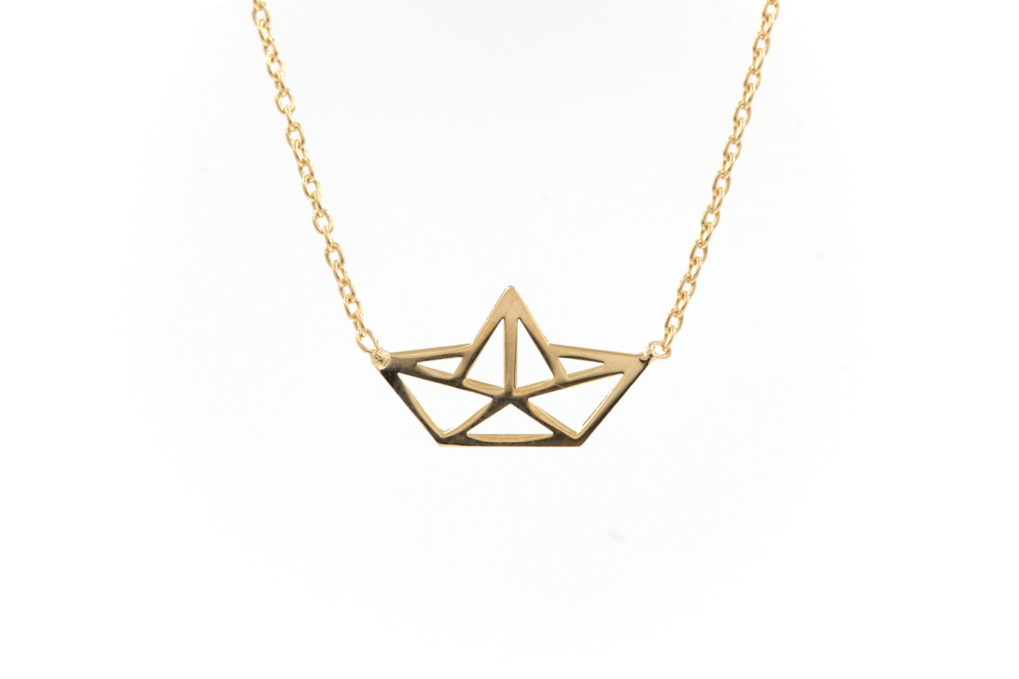 Collier bateau en papier origami plaqué or