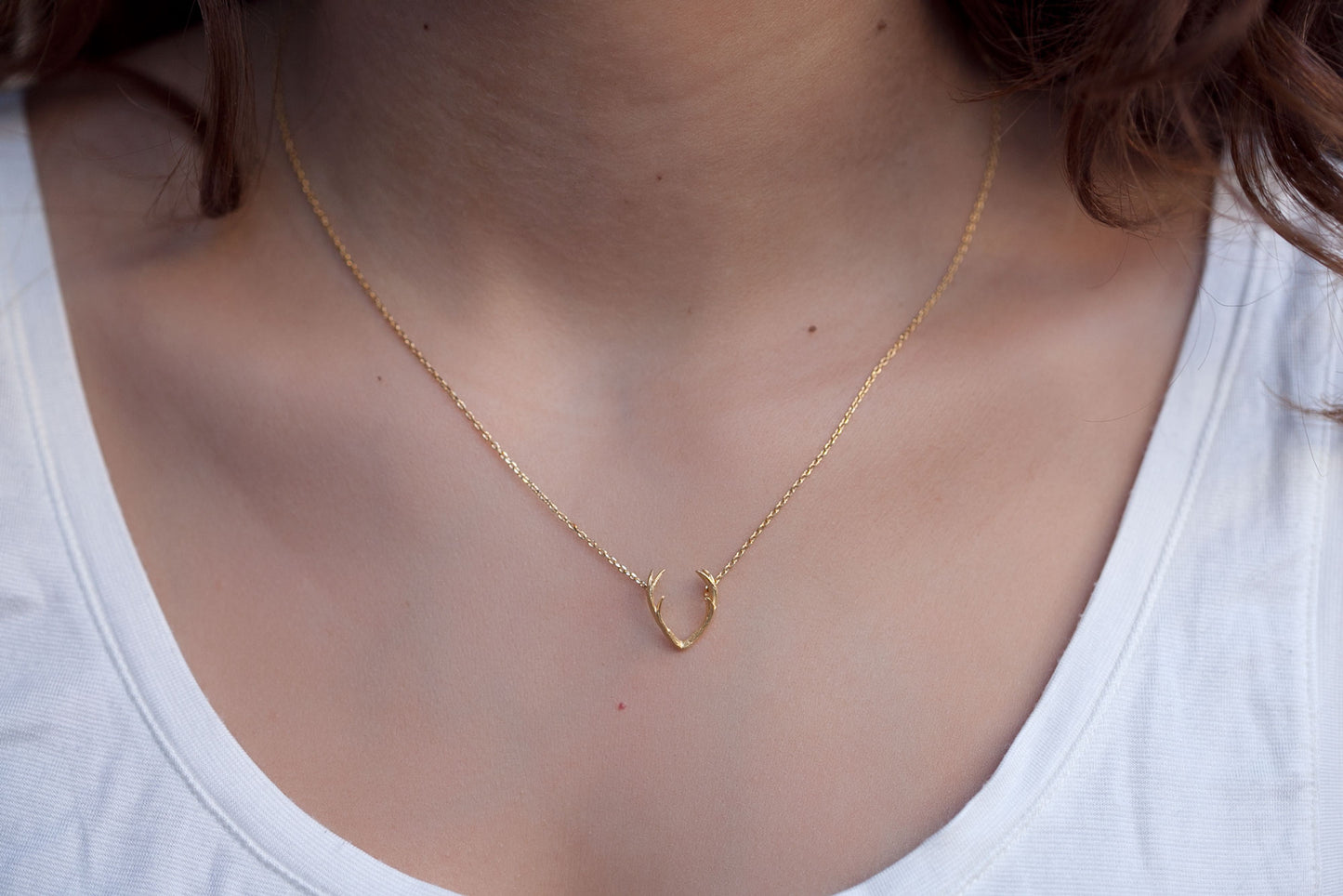 Collier bois de cerf doré 7bis