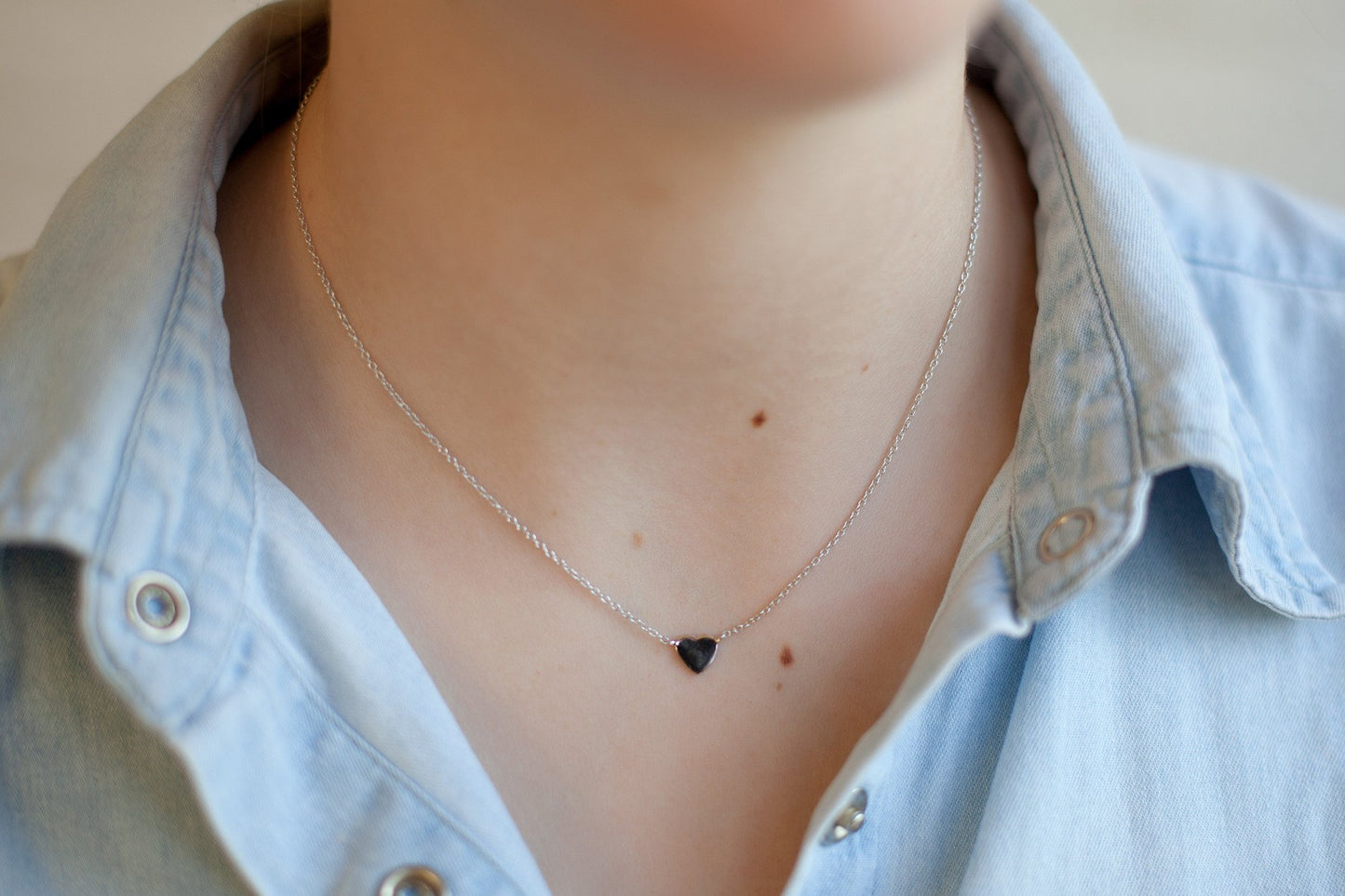 Collier petit coeur en argent véritable