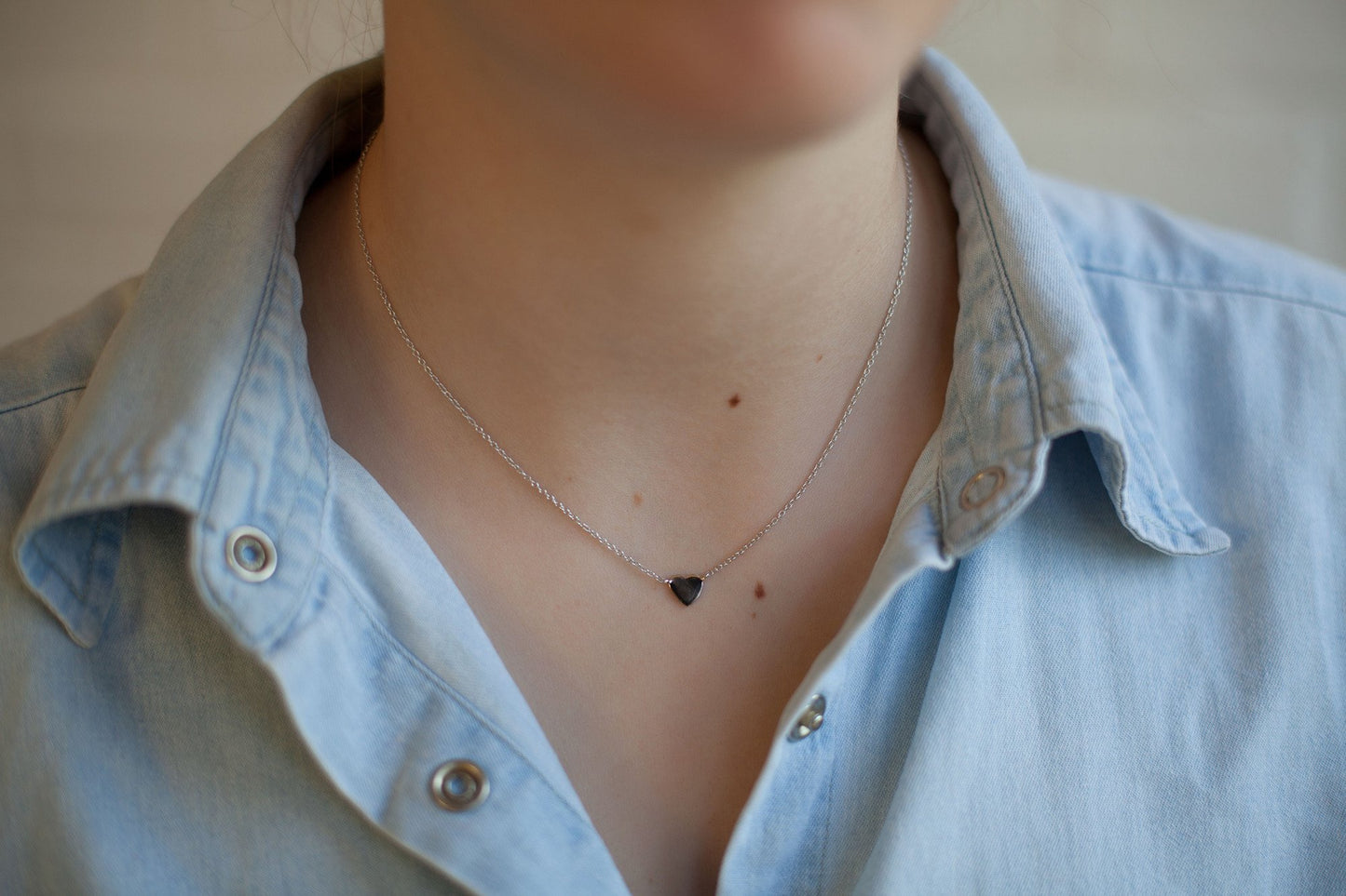 Collier petit coeur en argent véritable