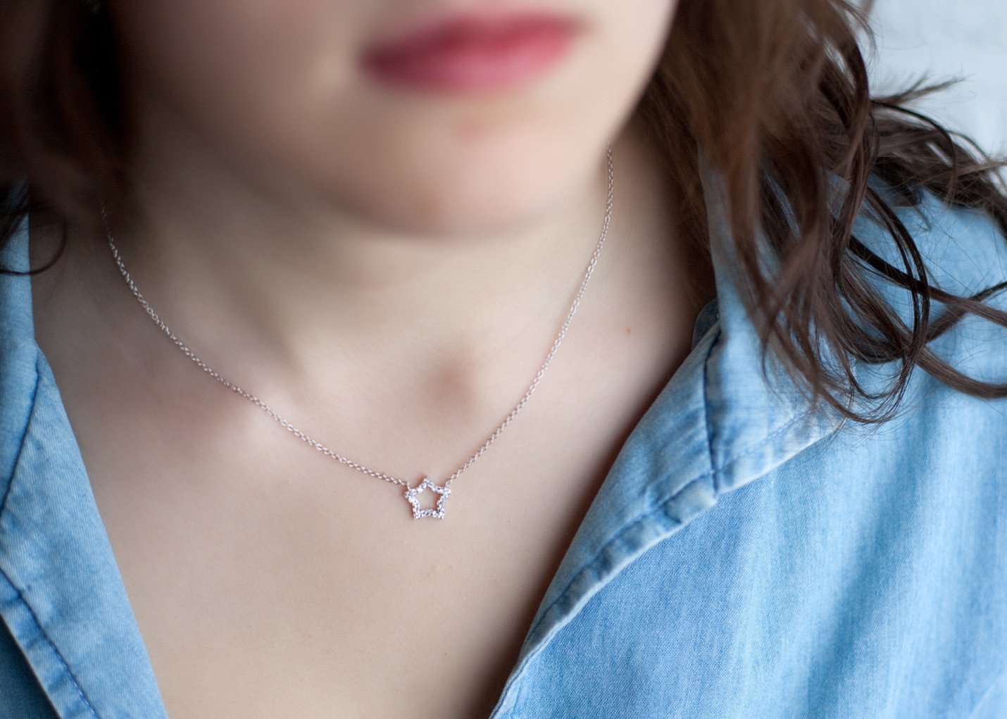 Collier étoile en argent et zircons