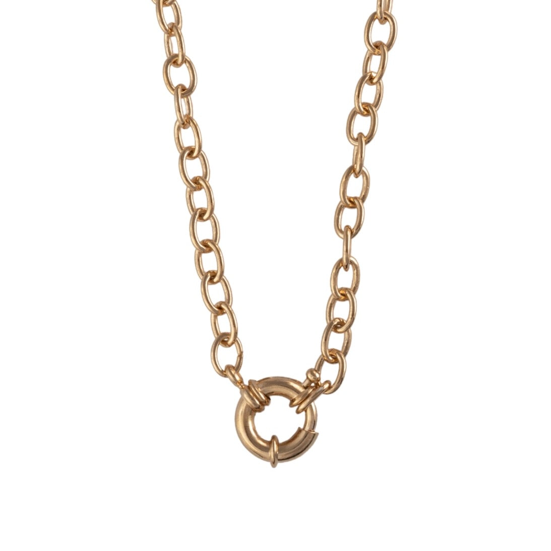 Collier chaîne grands maillons fermoir bouée plaqué or