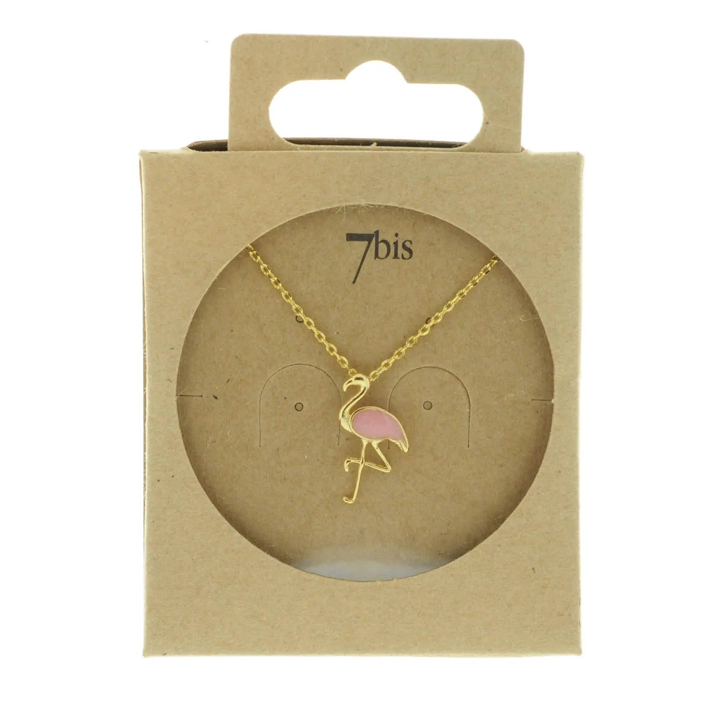 Collier flamant rose doré