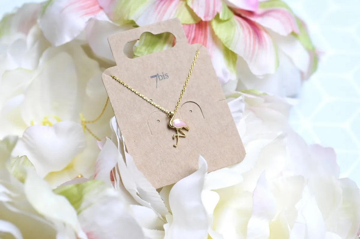 Collier flamant rose doré