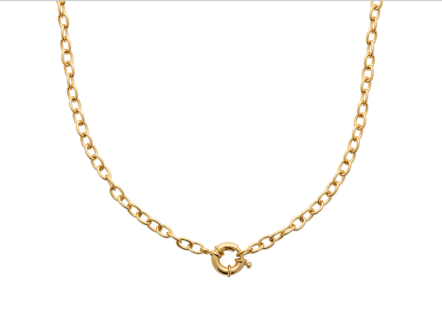 Collier chaîne grands maillons fermoir bouée plaqué or