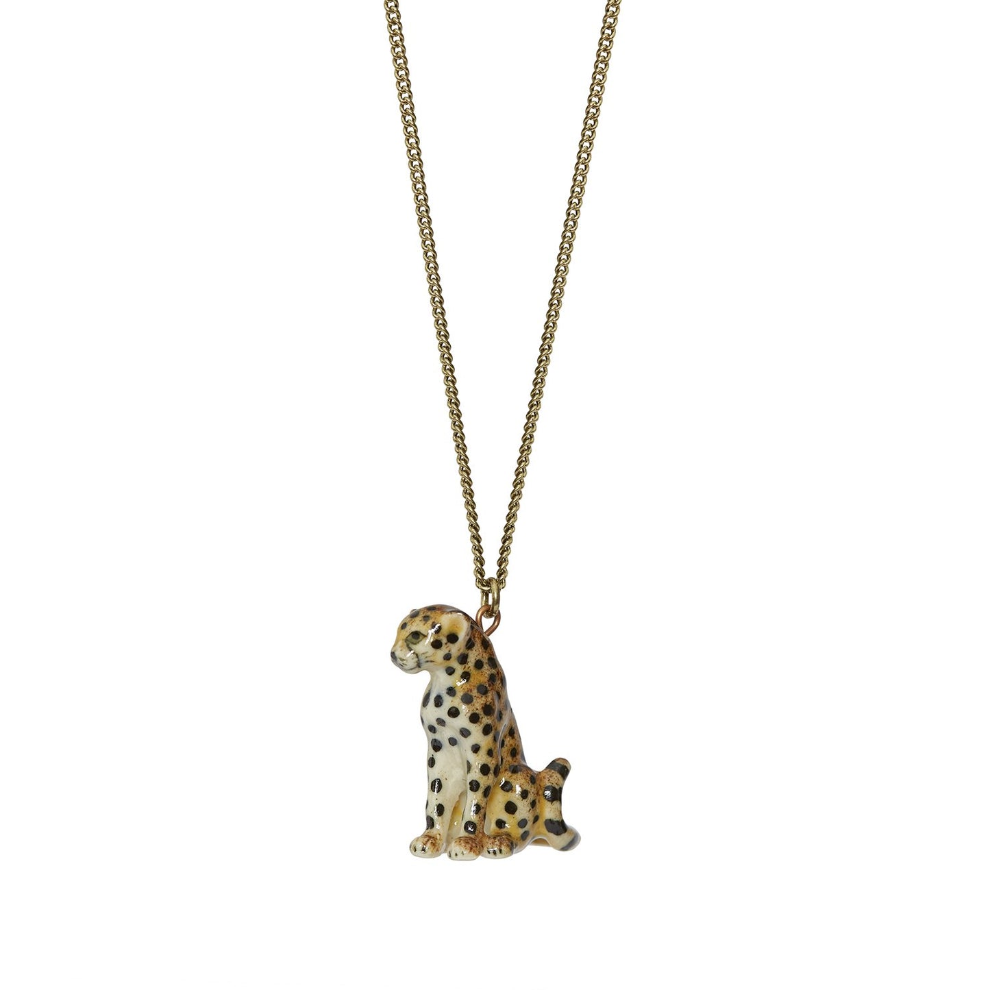 Collier pendentif Guépard en porcelaine