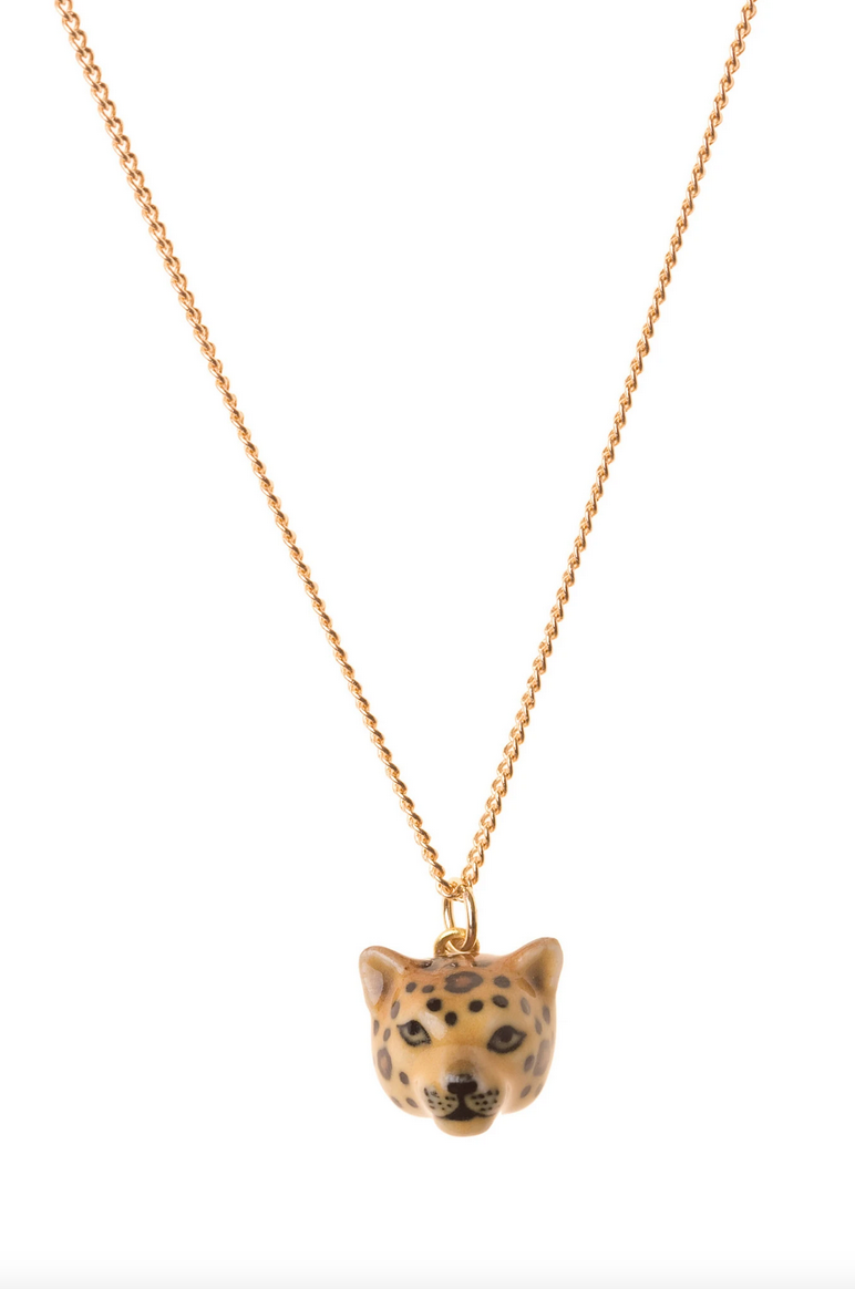 Collier pendentif petit léopard en porcelaine