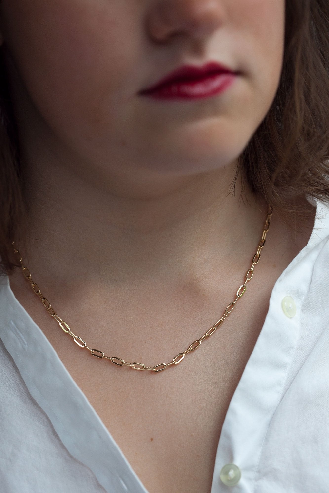 Collier grands maillons plaqué or