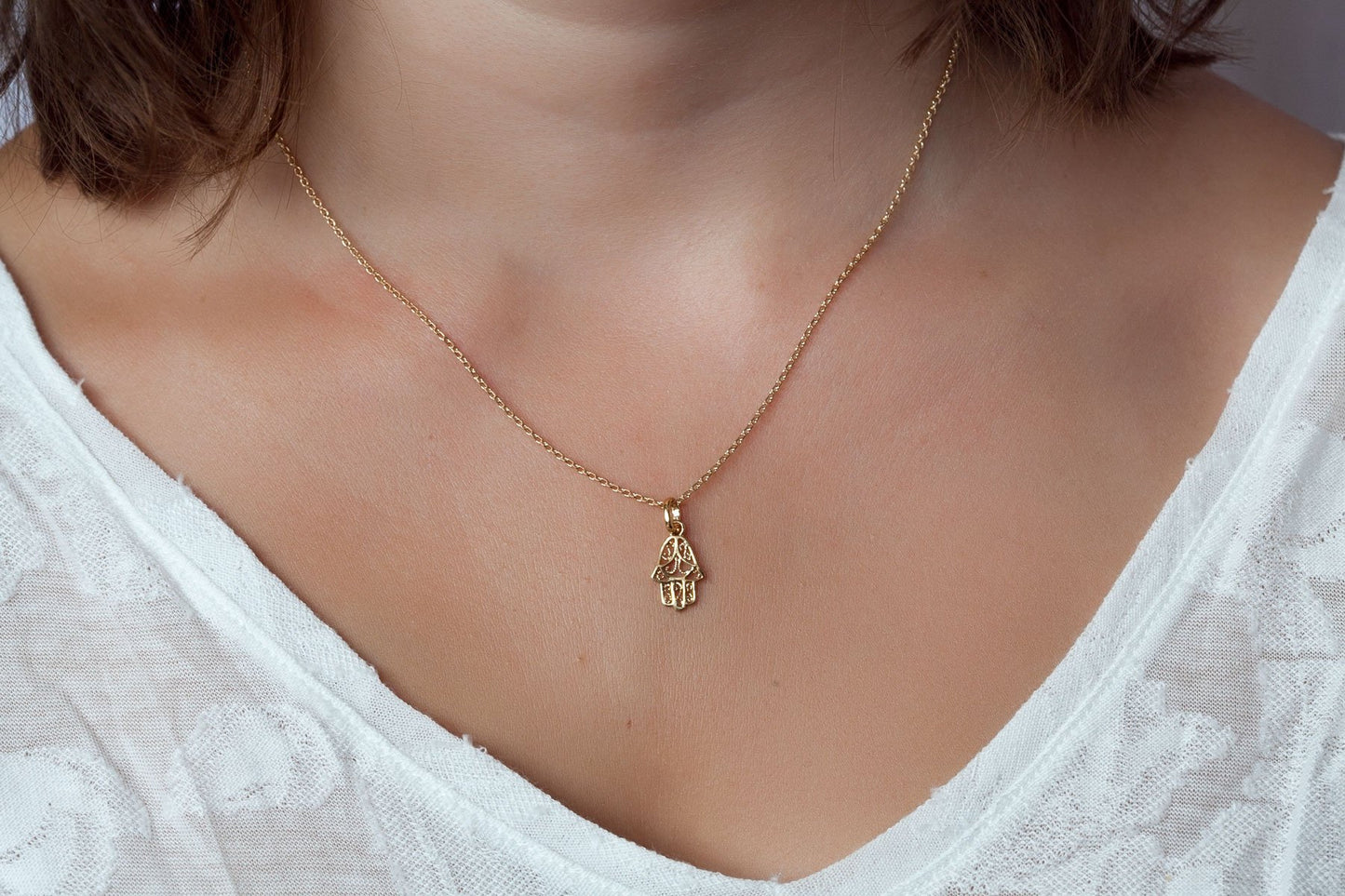 Collier Main de Fatma plaqué or - Collier porte-bonheur