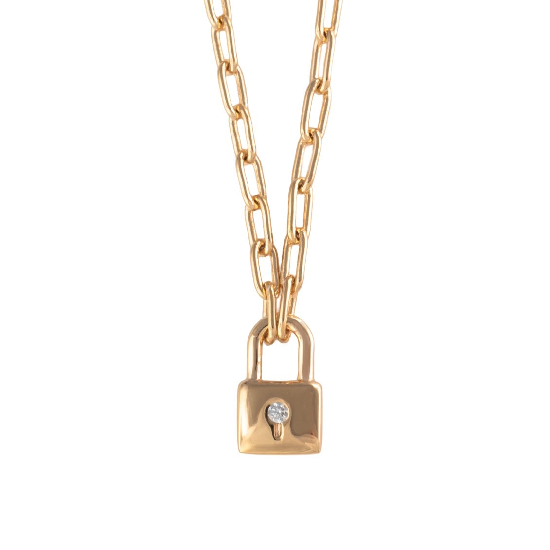 Collier pendentif cadenas plaqué or