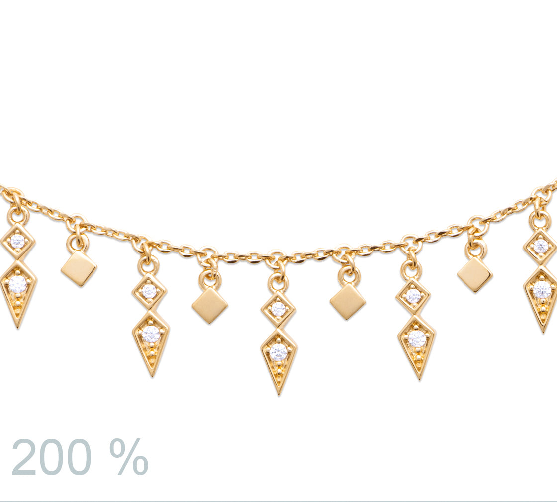 Collier pampilles serti de zircons plaqué or