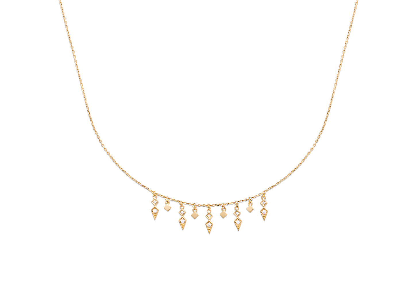 Collier pampilles serti de zircons plaqué or