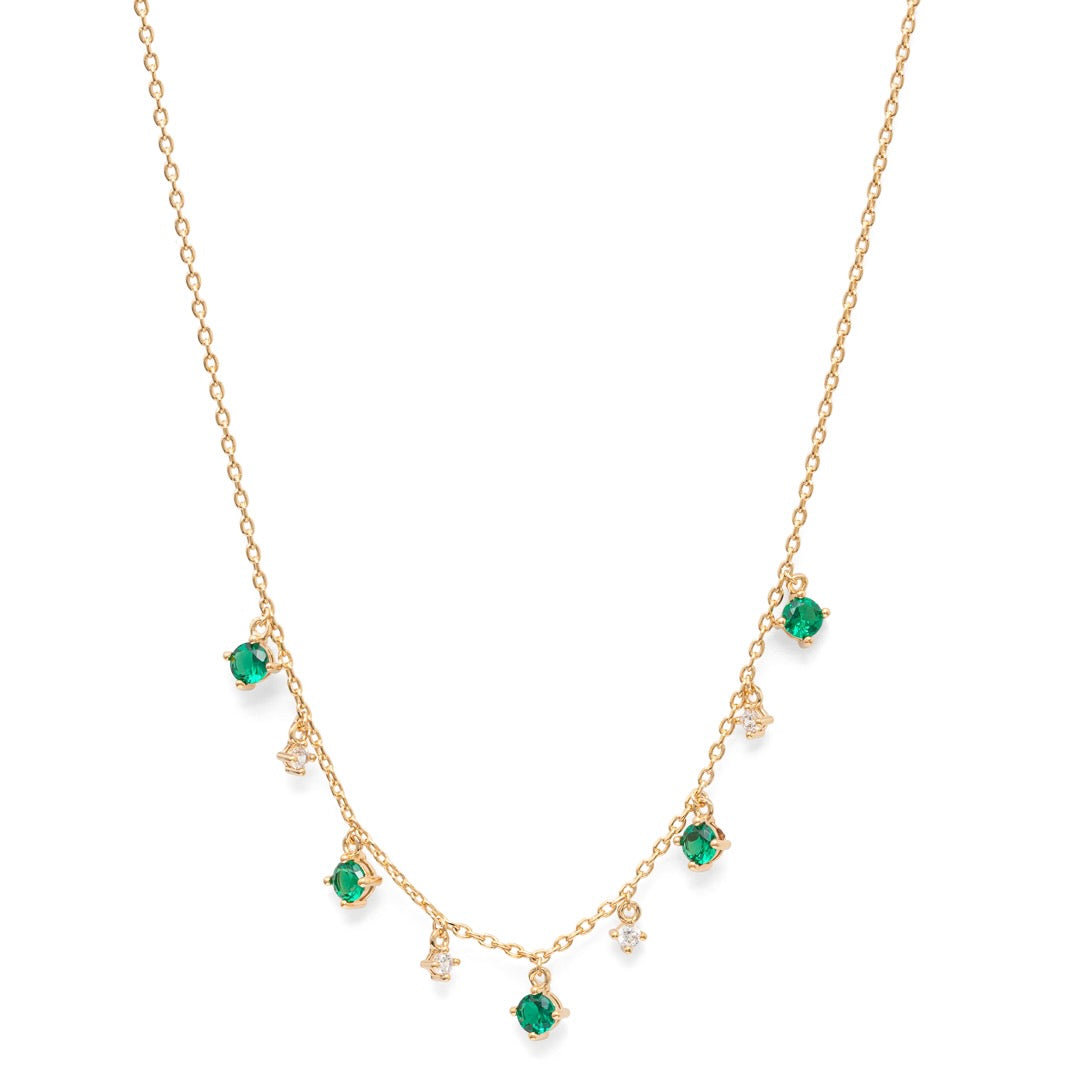Collier pampilles serti de zircons verts plaqué or
