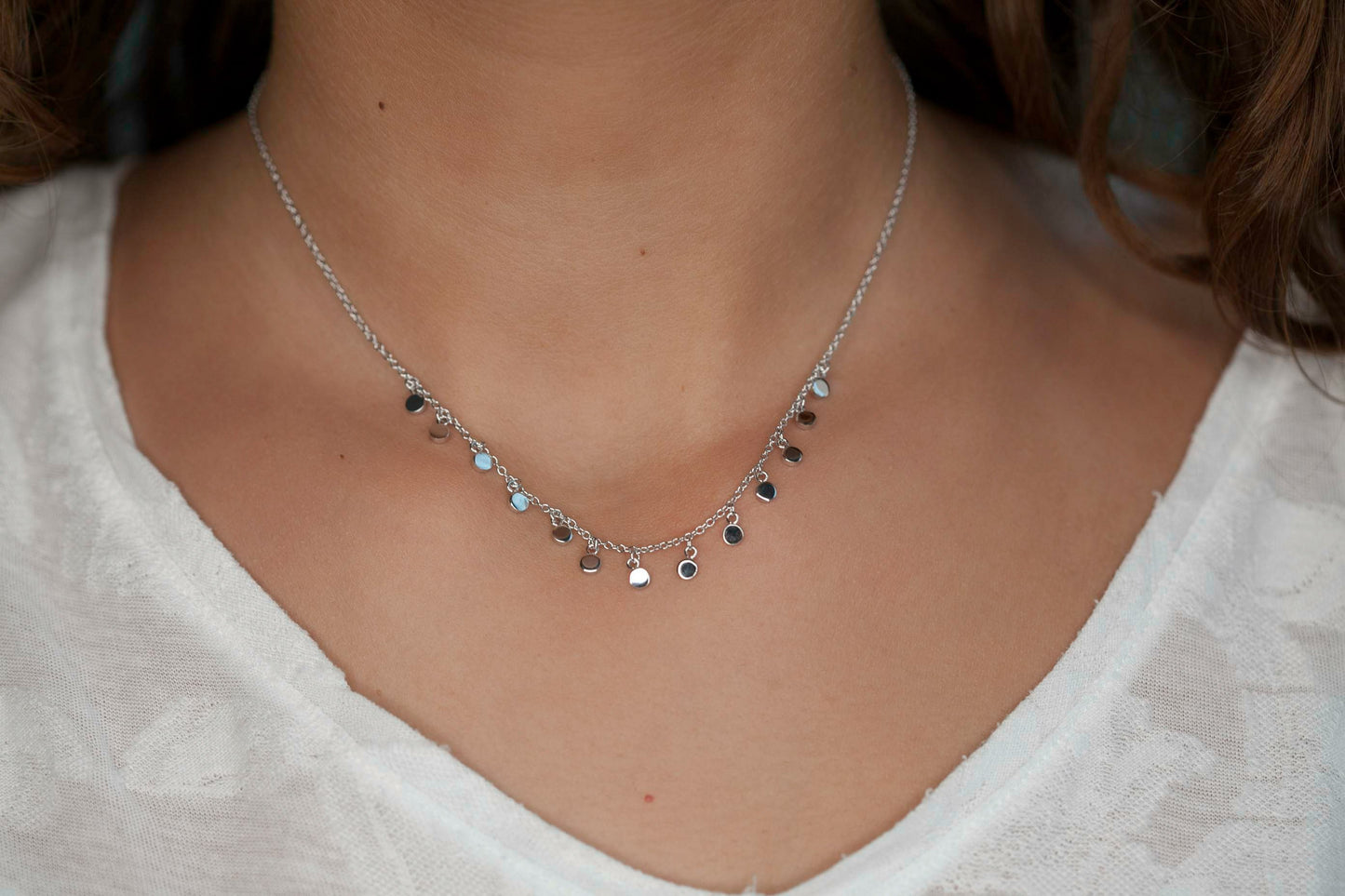 Collier 13 pastilles argent