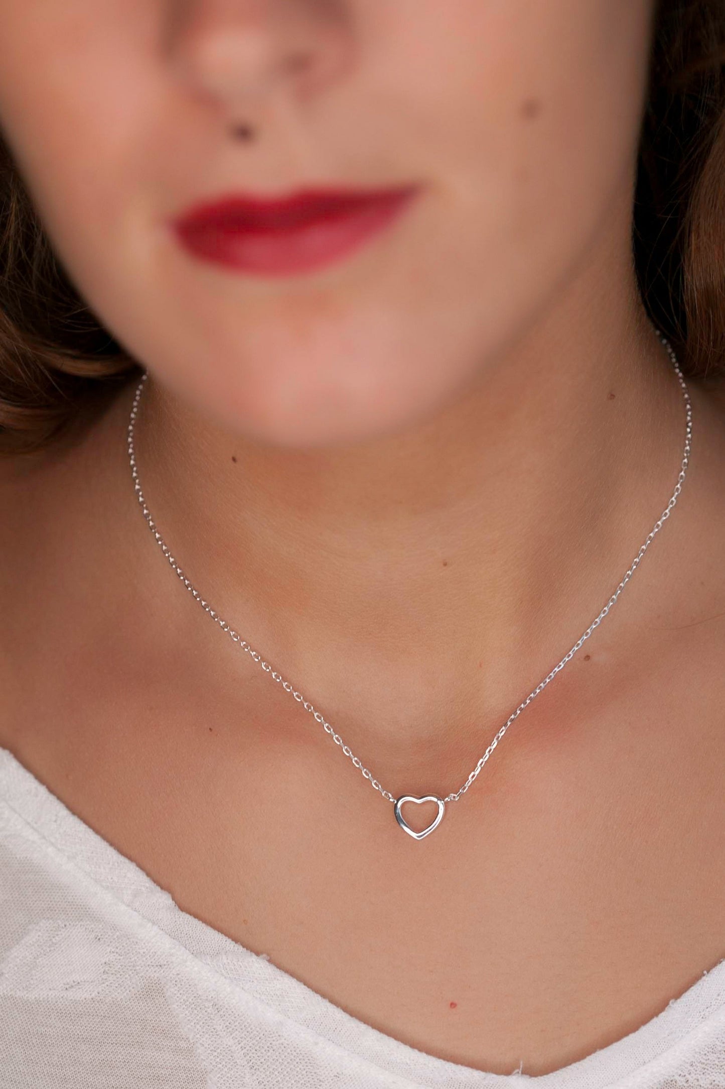 Collier coeur ajouré en argent véritable