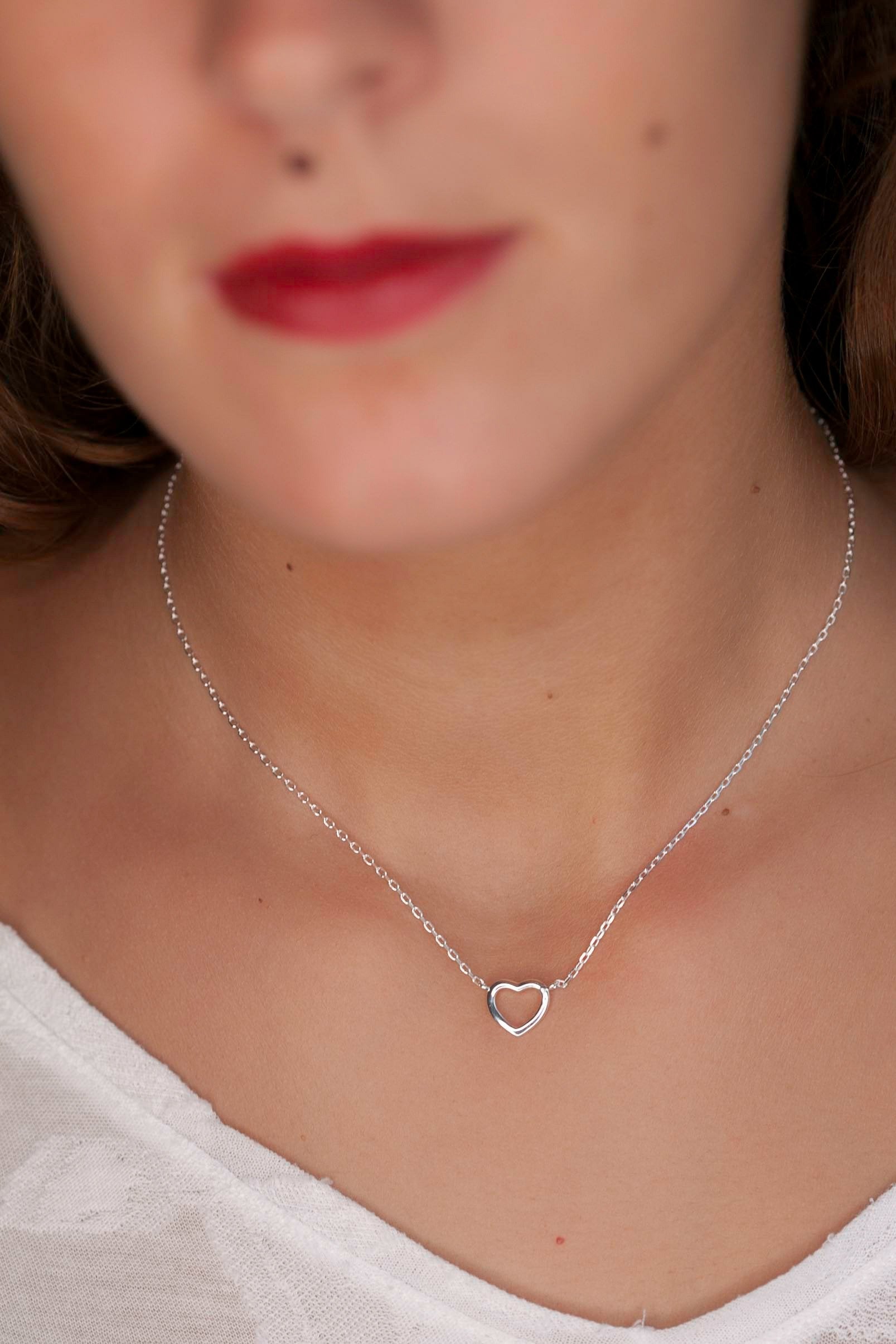 Collier coeur ajouré en argent véritable