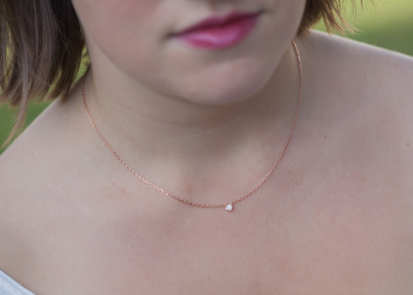 Collier petit zircon plaqué or rose - Intemporel