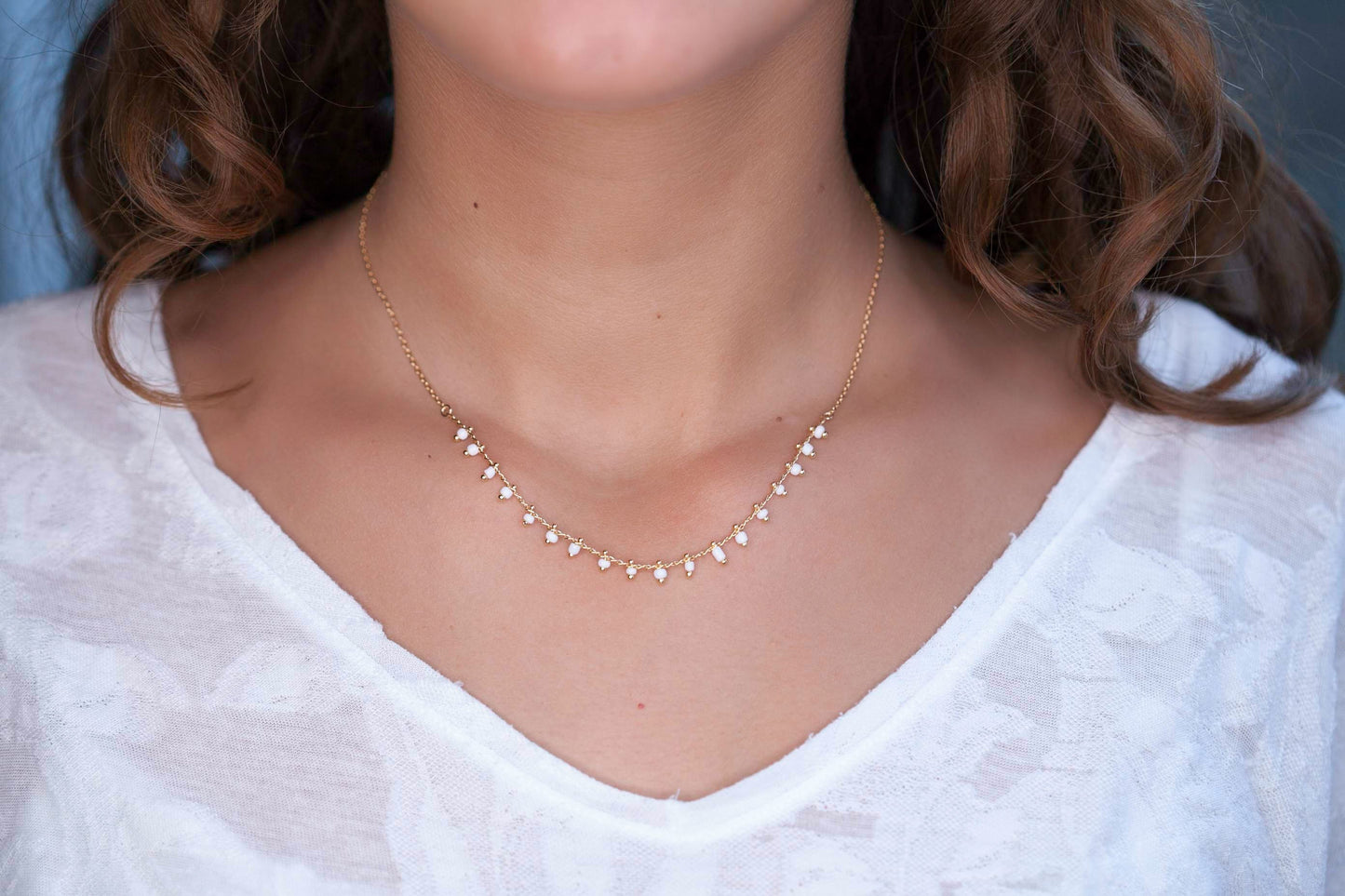 Collier perles blanches plaqué or