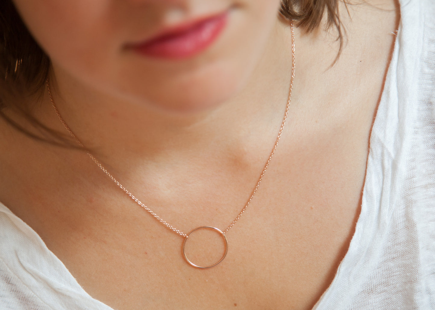 Collier 1 rond plaqué or rose