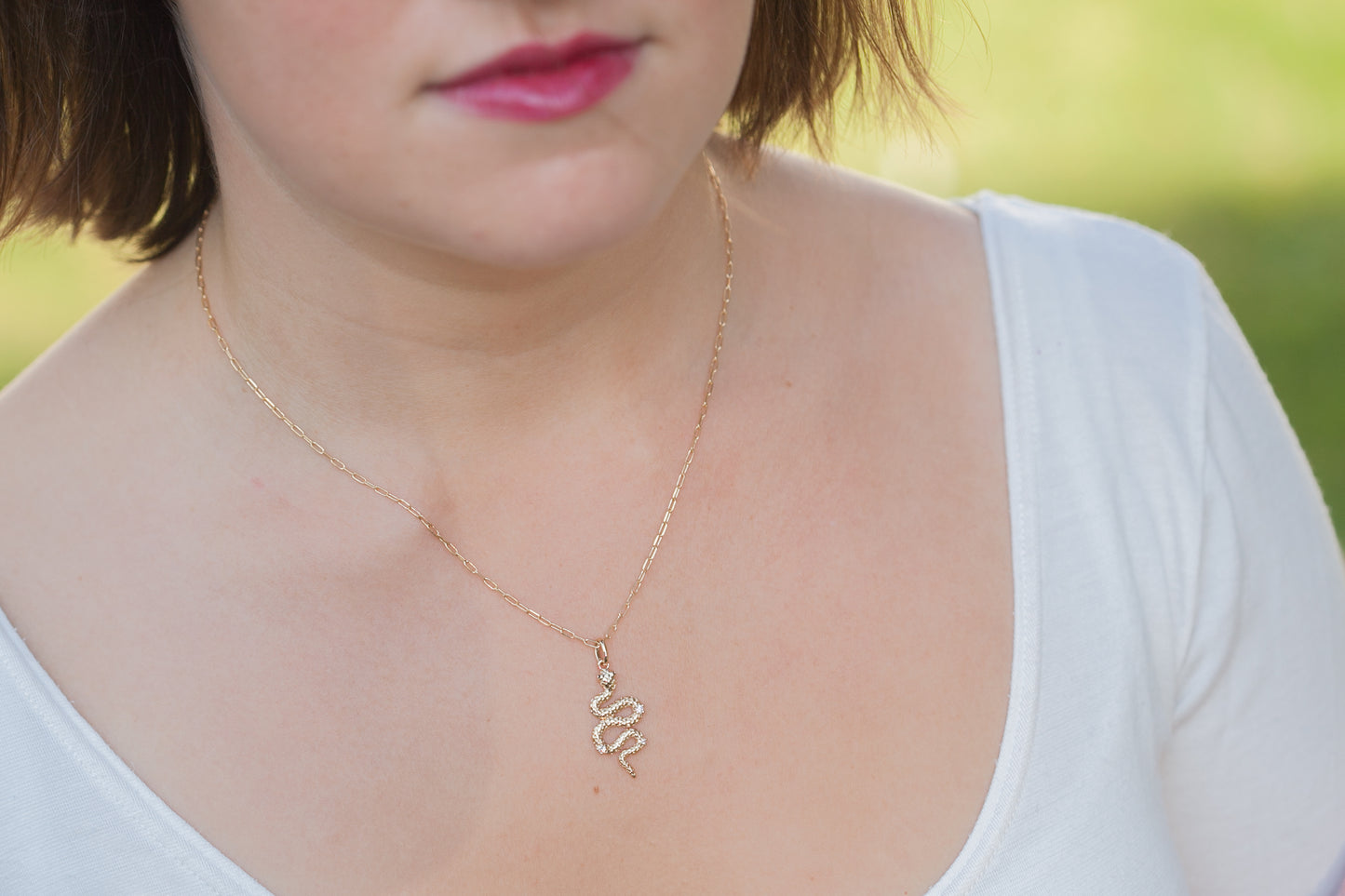 Collier pendentif serpent rétro plaqué or