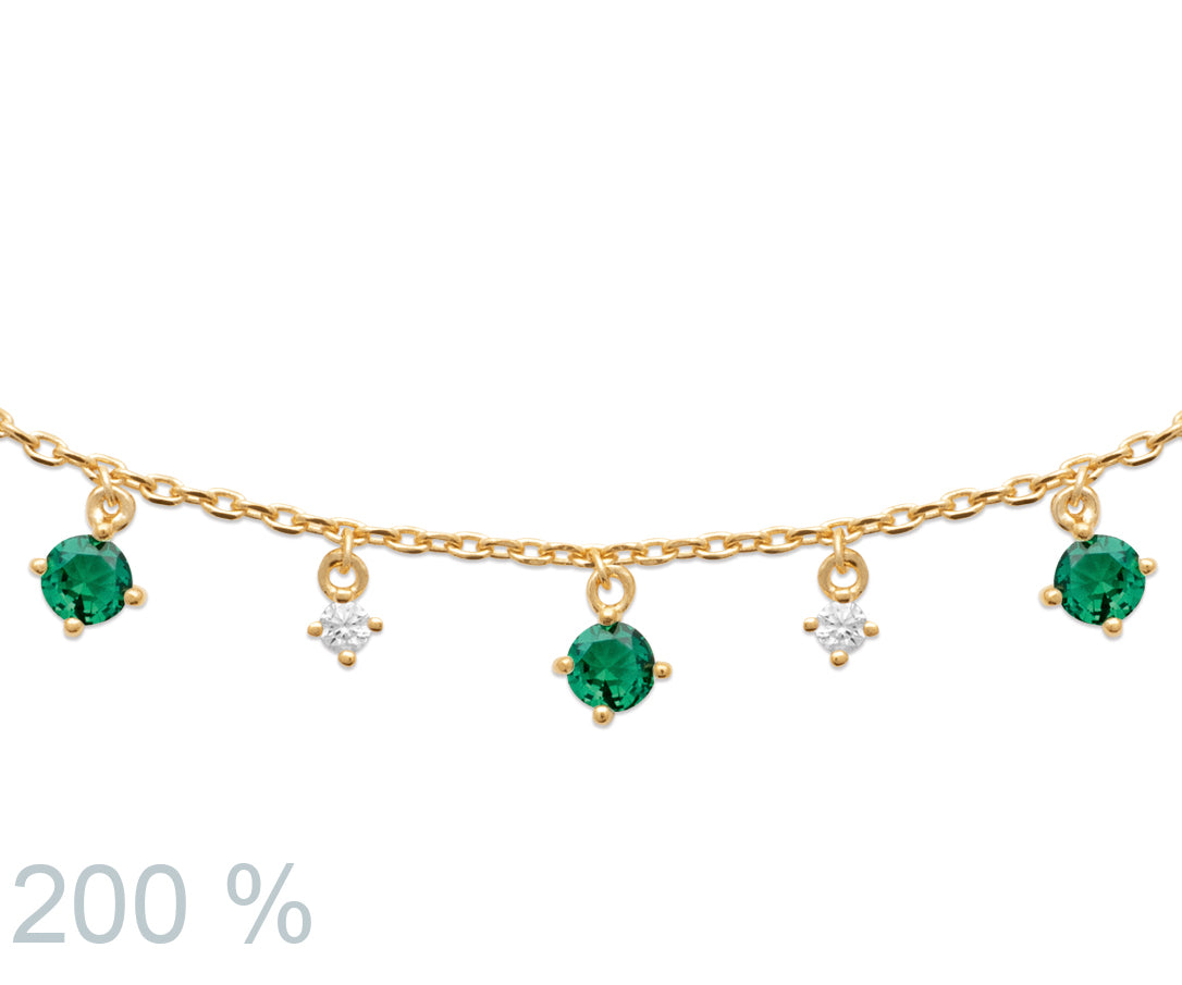 Collier pampilles serti de zircons verts plaqué or