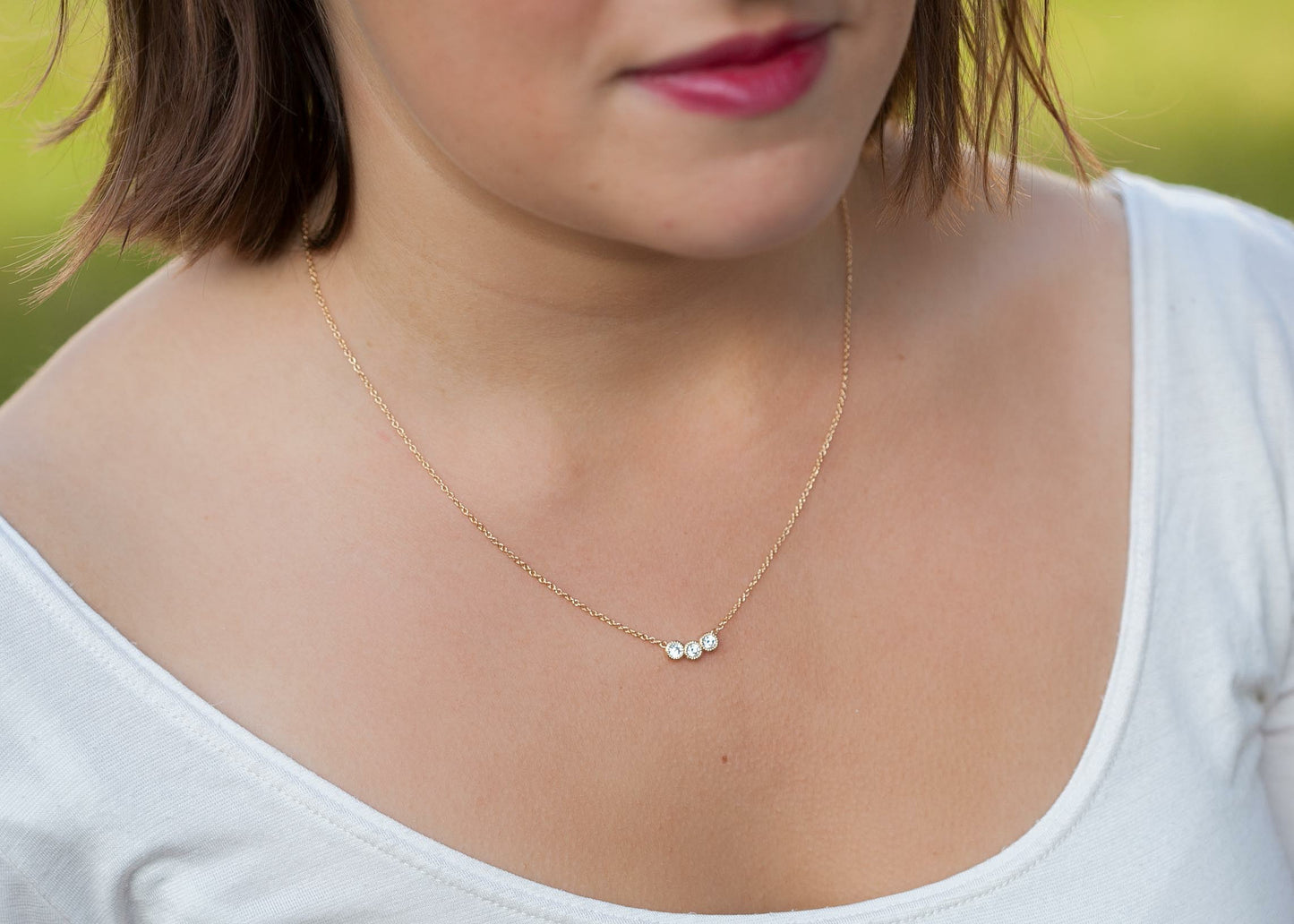 Collier 3 petits zircons plaqué or
