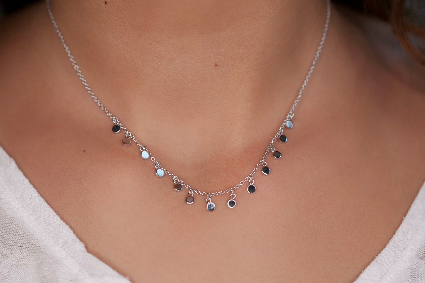 Collier 13 pastilles argent