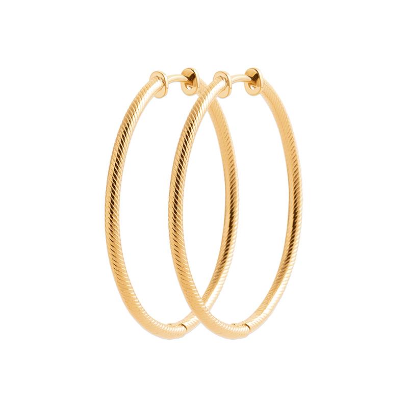 Grandes boucles d'oreilles créoles ciselées plaqué or