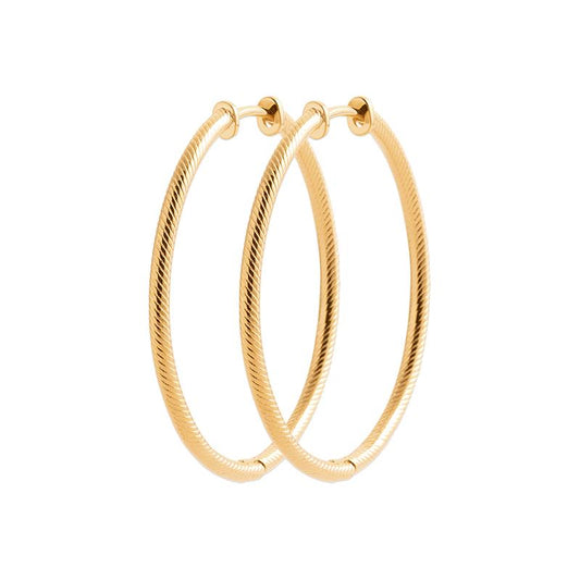 Grandes boucles d'oreilles créoles ciselées plaqué or