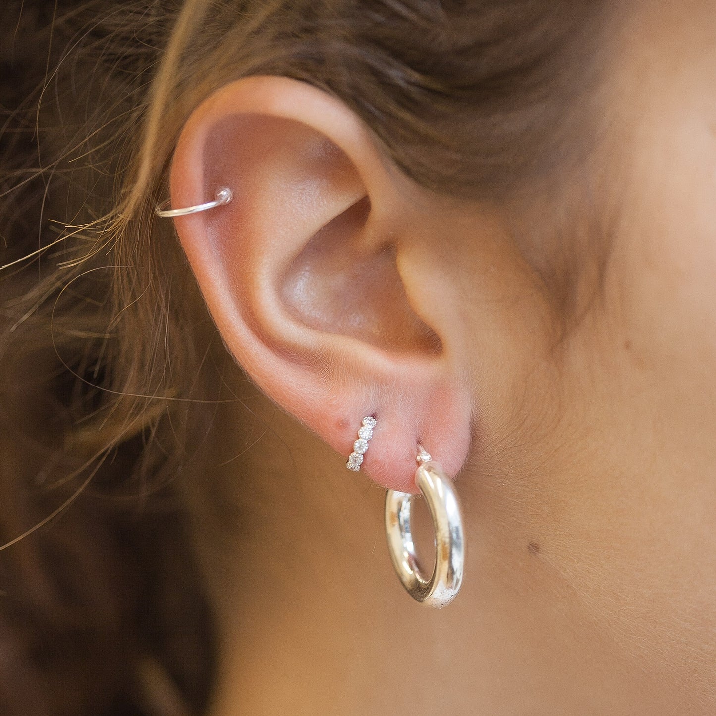 Boucles d'oreilles créoles épaisses en argent