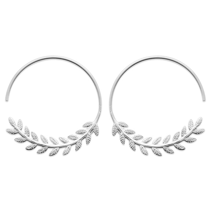 Boucles d'oreilles créoles épi de blé en argent