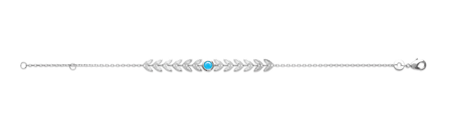 Bracelet épi de blé et pierre turquoise en argent