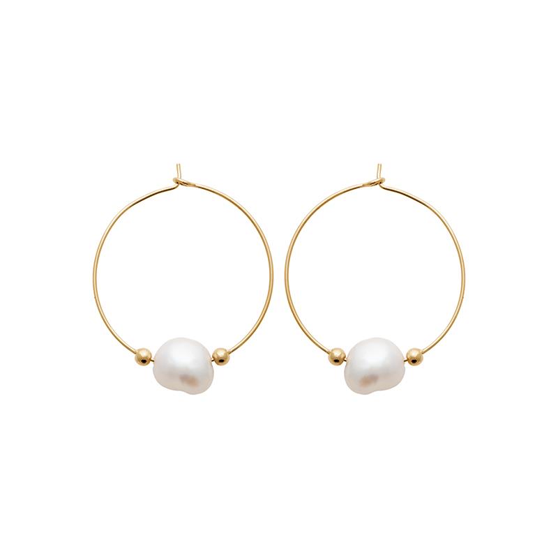 Créoles perle d'eau douce plaqué or