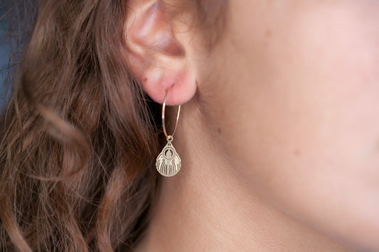 Boucles d'oreilles créoles plume plaqué or