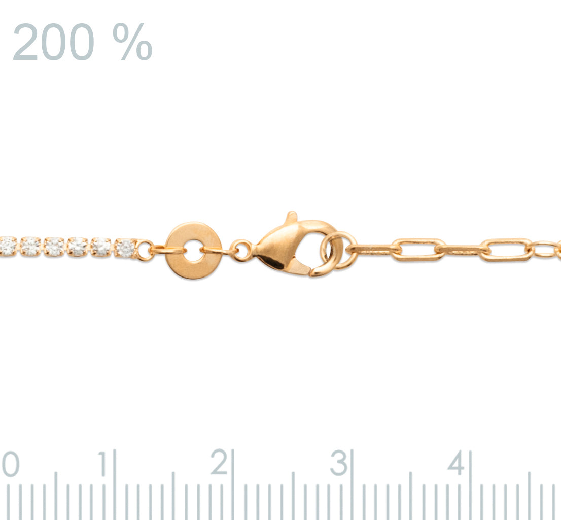 Collier 2 mailles serti de zircons plaqué or - Original
