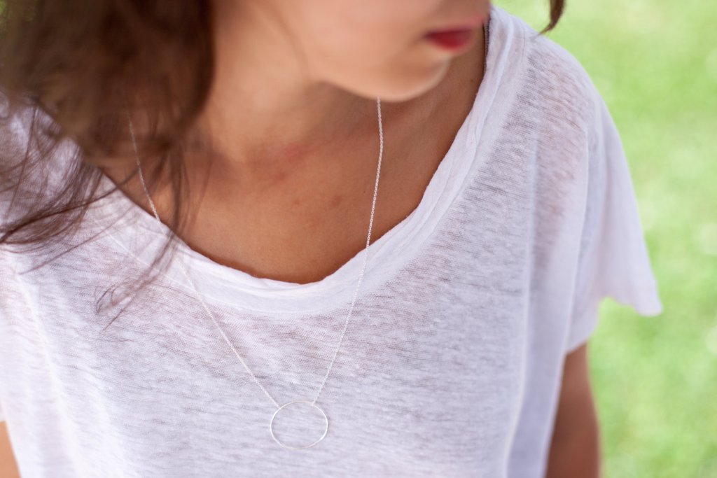 Collier 1 rond en argent massif