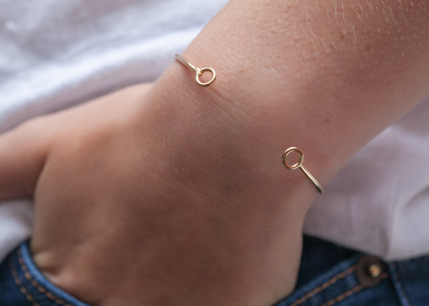 Bracelet jonc 2 anneaux plaqué or