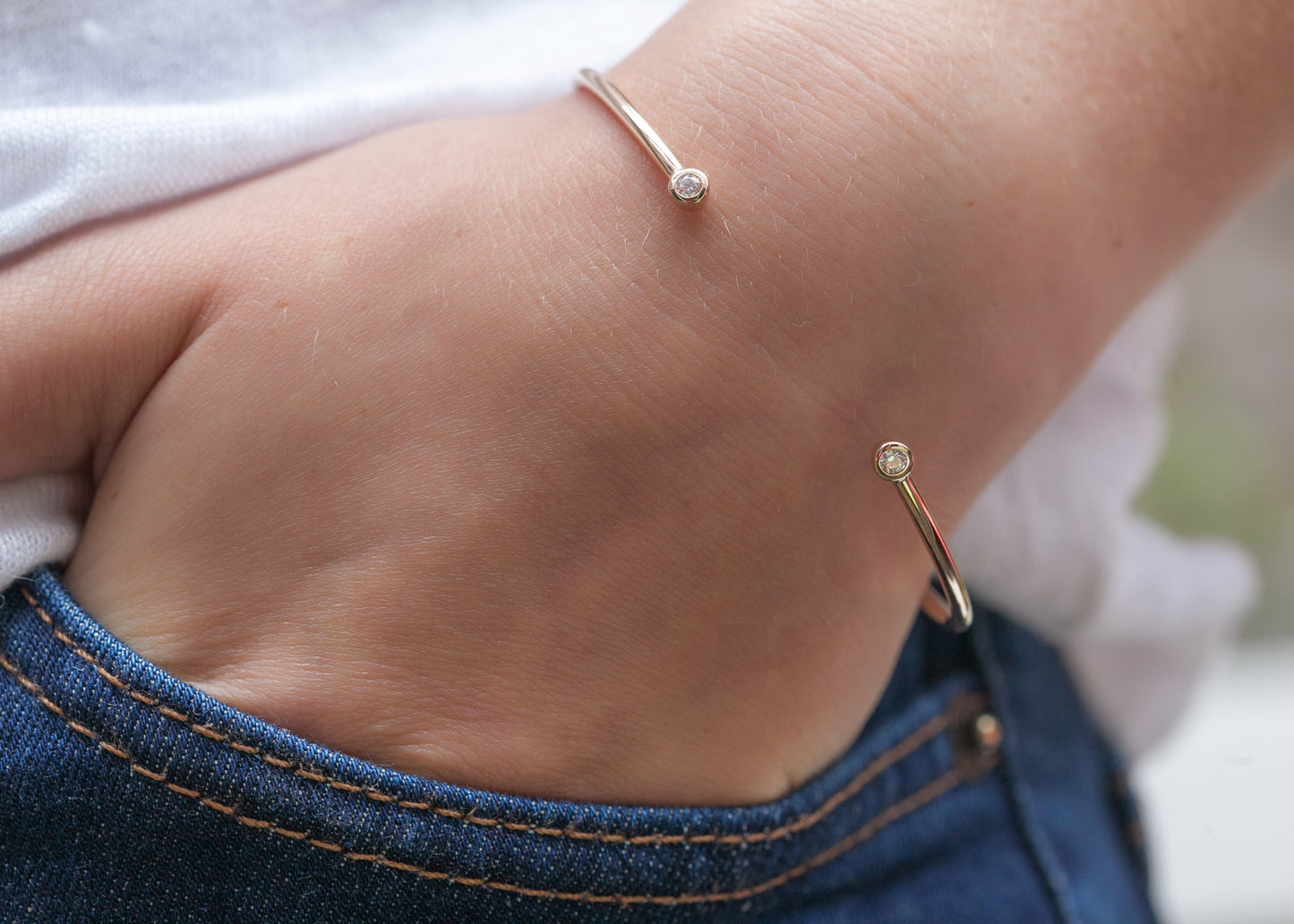 Bracelet jonc plaqué or avec strass