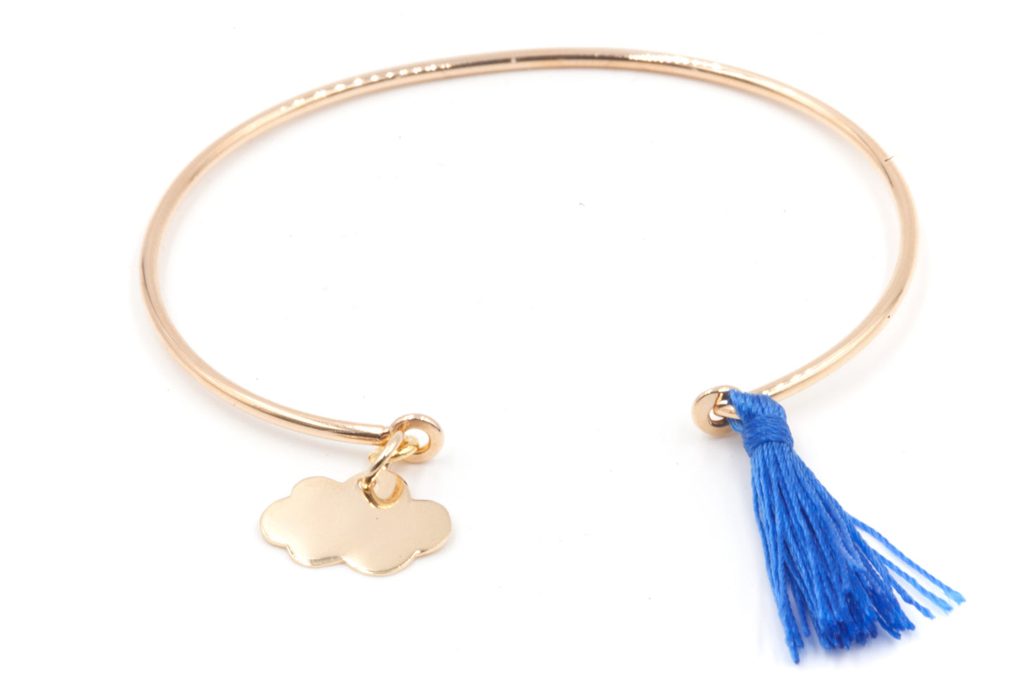 Bracelet jonc avec pompon et nuage plaqué or