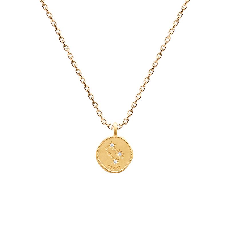 Collier avec pendentif constellation signe astrologique plaqué or