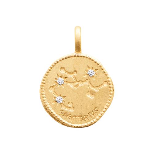Collier avec pendentif constellation signe astrologique plaqué or