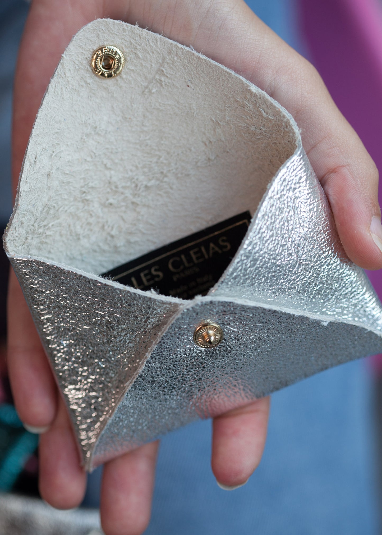 Porte-cartes en cuir brillant