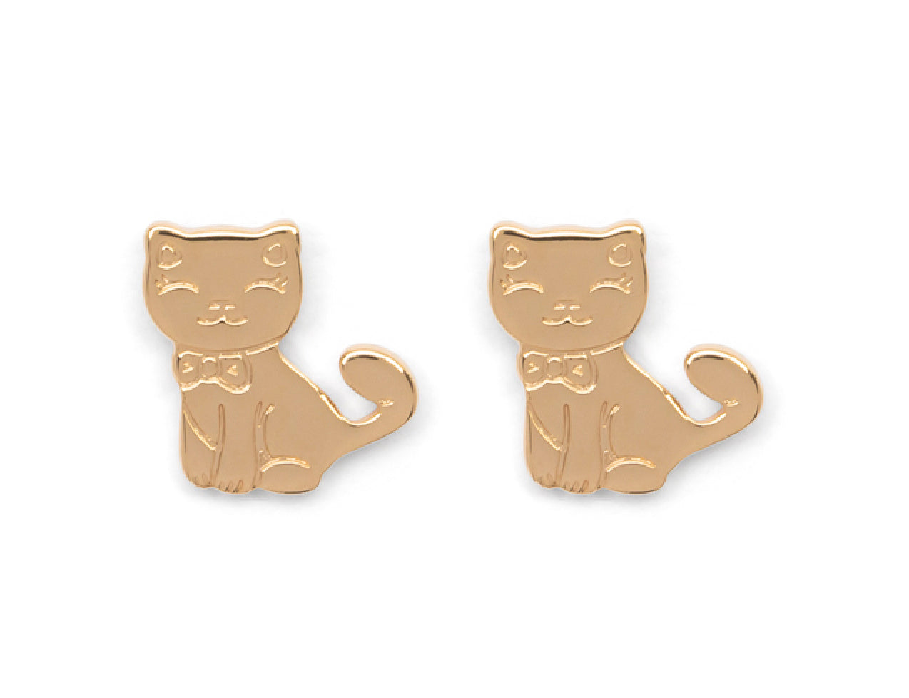 Boucles d'oreilles chat plaqué or