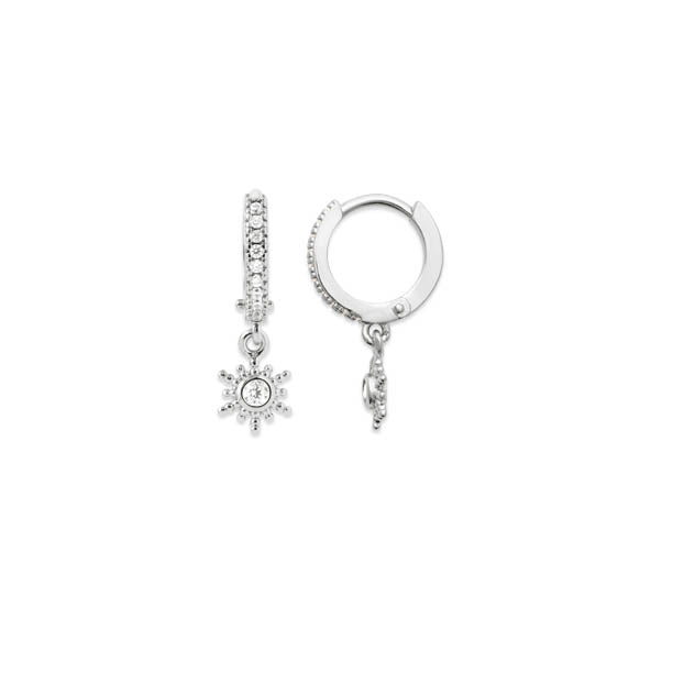 Boucles d'oreilles mini-créoles soleil argent ou plaqué or