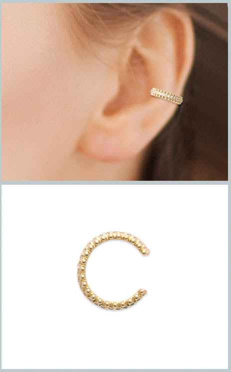 Bijou d'oreille Ear cuff serti de zircons plaqué or